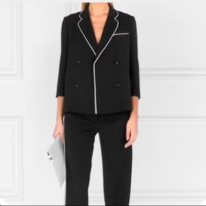TIBI Spectator Silk Trim Blazer, black, sz 2